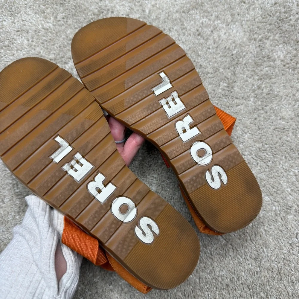 Sorel Ella Gladiator Sandals Orange and Cream Leather Shoes 6